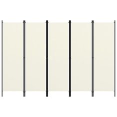 Vidaxl Paraván s 5 panelmi, krémovo biely 250x180 cm