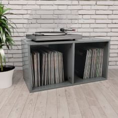 Vidaxl Box na vinylové platne lesklý sivý 71x34x36 cm drevotrieska