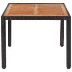 Vidaxl Záhradný stôl 90x90x75 cm, polyratan a akáciový masív