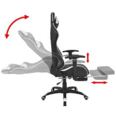 Vidaxl Sklápacie kancelárske kreslo s podnožkou, pretekársky dizajn, biele