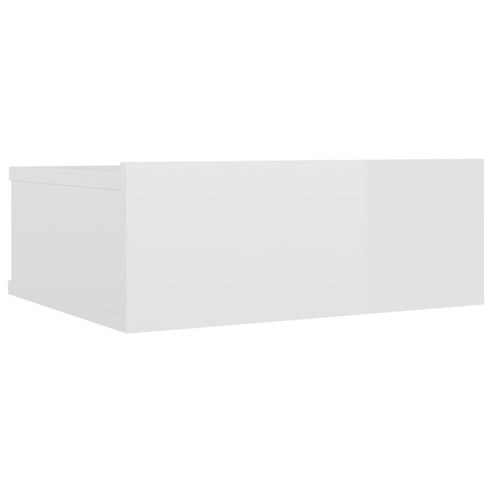 Vidaxl Nástenný nočný stolík, lesklý biely 40x30x15cm kompozitné drevo