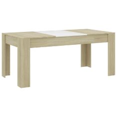 Vidaxl Jedálenský stôl, biela a dub sonoma 180x90x76 cm, drevotrieska
