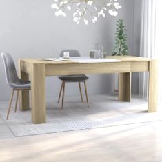 Vidaxl Jedálenský stôl, biela a dub sonoma 180x90x76 cm, drevotrieska