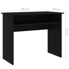 Vidaxl Písací stôl, čierny 90x50x74 cm, drevotrieska