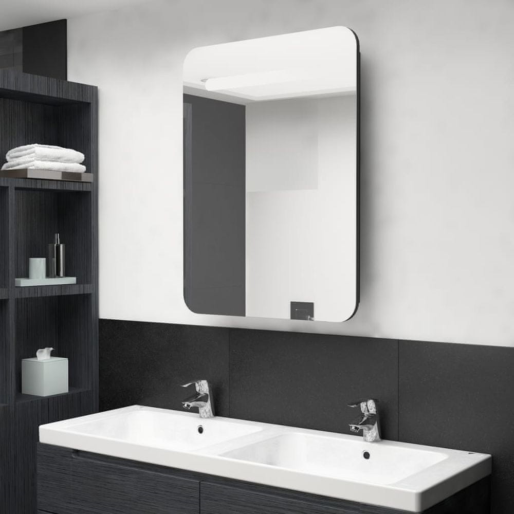 Vidaxl LED kúpeľňová zrkadlová skrinka čierna 60x11x80 cm