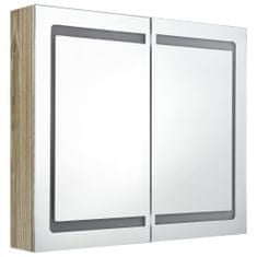 Vidaxl LED kúpeľňová zrkadlová skrinka farba dubu 80x12x68 cm