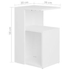 Vidaxl Príručný stolík biely 36x30x56 cm drevotrieska