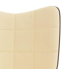 Vidaxl Relaxačné kreslo s podnožkou krémovo-biele zamat a PVC