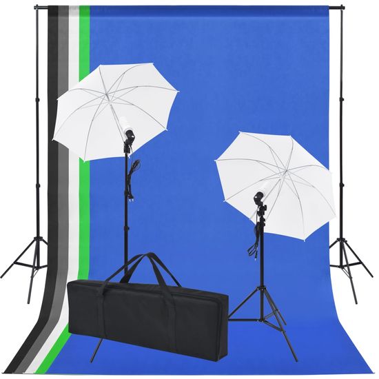 Vidaxl Fotografická súprava s 5 farebnými pozadiami & 2 dáždnikmi