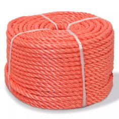 Vidaxl Oranžové krútené lano z polypropylénu, 12 mm, 100 m