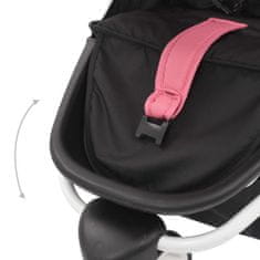 Vidaxl 3-kolesový detský kočík ružový a čierny