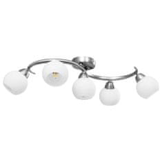 Vidaxl Stropná lampa s keramickými tienidlami na 5 žiaroviek E14 biela guľa