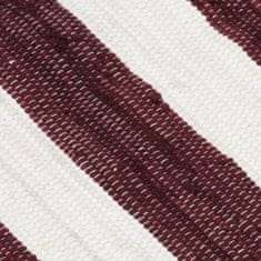 Vidaxl Ručne tkaný koberec Chindi vínovo-biely 80x160 cm bavlnený