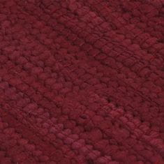 Vidaxl Ručne tkaný koberec Chindi, bavlna 120x170 cm, vínovo červený
