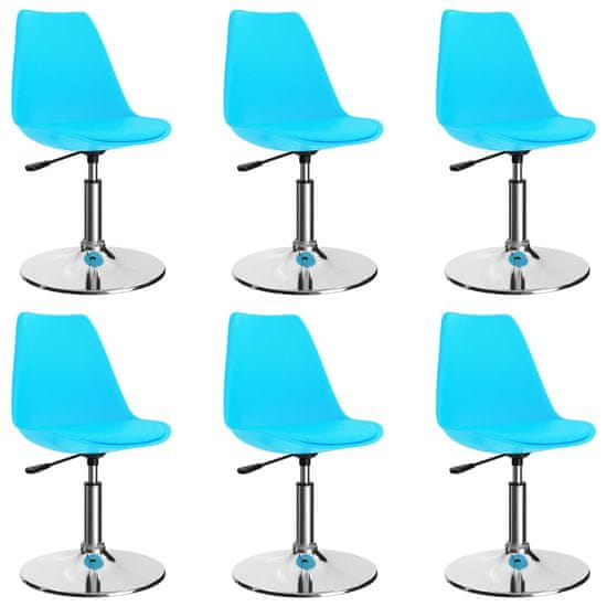 Vidaxl Otočné jedálenské stoličky 6 ks, modré, umelá koža