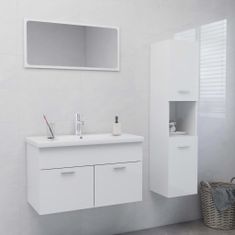 Vidaxl Súprava kúpeľňového nábytku lesklá biela drevotrieska