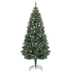 Vidaxl Umelý vianočný stromček s borovicovými šiškami biele vetvičky 180 cm