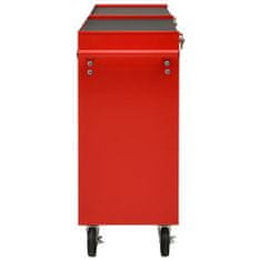 Vidaxl Dielenský vozík s 10 zásuvkami červený oceľový
