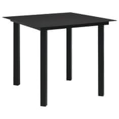 Petromila vidaXL Záhradný jedálenský stôl čierny 80x80x74 cm oceľ a sklo