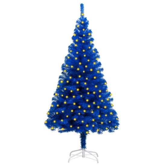 Vidaxl Umelý vianočný stromček s LED a podstavcom modrý 150 cm PVC
