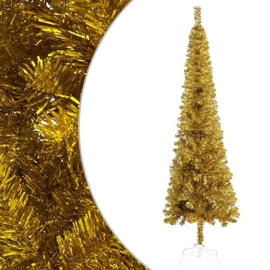 Vidaxl Úzky vianočný stromček zlatý 180 cm