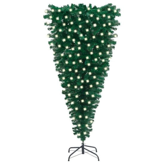 Vidaxl Obrátený umelý vianočný stromček s LED zelený 240 cm