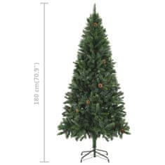 Vidaxl Umelý vianočný stromček LED a borovicové šišky zelený 180 cm