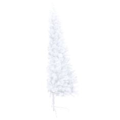 Vidaxl Umelý pol vianočný stromček s LED a guľami biely 150 cm