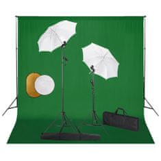 Vidaxl Fotografické vybavenie s lampami, dáždnikmi, pozadím a reflektorom