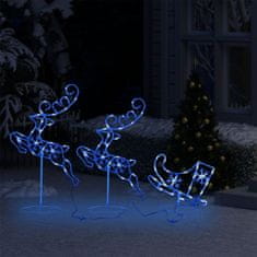 Greatstore Akrylový vianočný lietajúci sob so saňami 260x21x87cm modrý