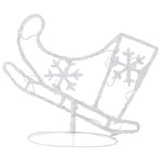 Greatstore Akrylový vianočný lietajúci sob so saňami 260x21x87cm studená biela farba