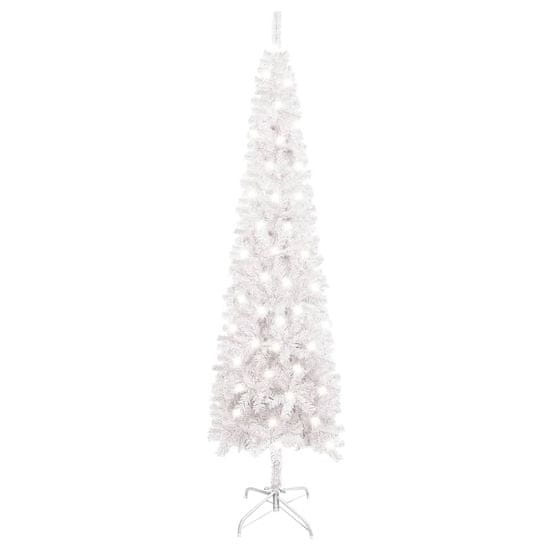 Vidaxl Úzky vianočný stromček s LED biely 150 cm