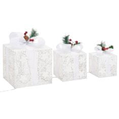 shumee Dekoratívne vianočné darčekové krabičky 3 ks strieborné exteriér aj interiér