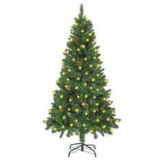 Vidaxl Umelý vianočný stromček LED a borovicové šišky zelený 150 cm