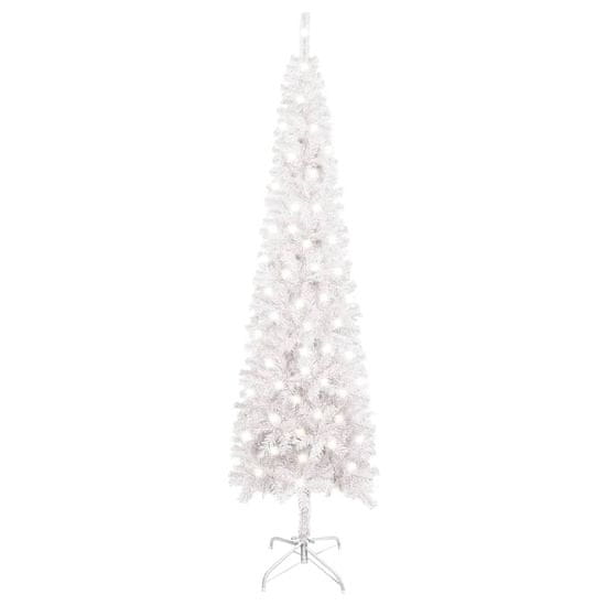 Vidaxl Úzky vianočný stromček s LED biely 210 cm