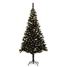 Vidaxl Umelý vianočný stromček s LED a podstavcom čierny 210 cm PVC