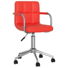 Vidaxl Otočná jedálenská stolička červená umelá koža