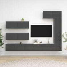 Vidaxl 7-dielna súprava TV skriniek, vysoký lesk, sivá, drevotrieska