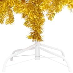 Vidaxl Umelý vianočný stromček s LED a podstavcom zlatý 240 cm PET