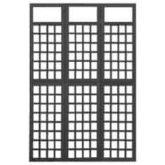 Petromila vidaXL 3-panelový paraván/mriežka masívna jedľa čierny 121x180 cm