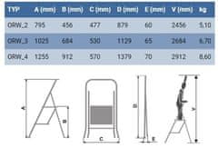 ELKOP Oceľový rebrík schodíkový ORW 3, 3 stupne, ORW 3, 3 stupne