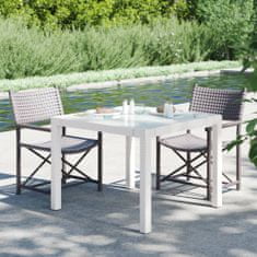 Vidaxl Záhradný stôl 90x90x75 cm tvrdené sklo a polyratan biely