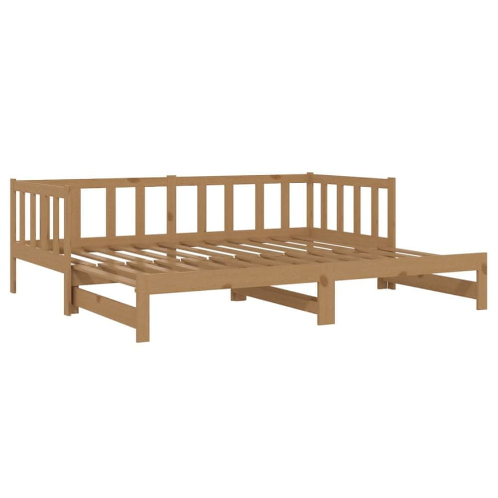 Vidaxl Rozkladacia denná posteľ 2x(90x200) cm hnedá borovicové drevo