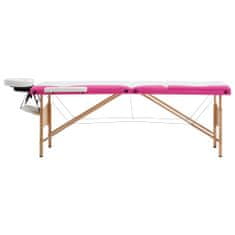 Petromila vidaXL Skladací masážny stôl, 3 zóny, drevo, bielo ružový