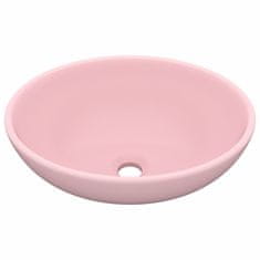 Vidaxl Luxusné oválne umývadlo matné ružové 40x33 cm keramické