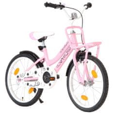 Petromila vidaXL Detský bicykel s predným nosičom, 18-palcový, ružovo čierny 