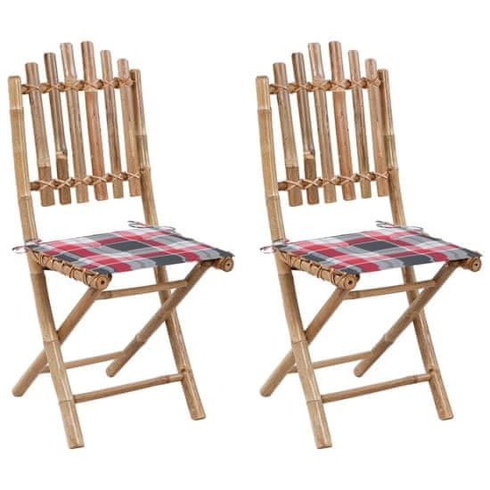 Vidaxl Skladacie záhradné stoličky s podložkami 2 ks bambus