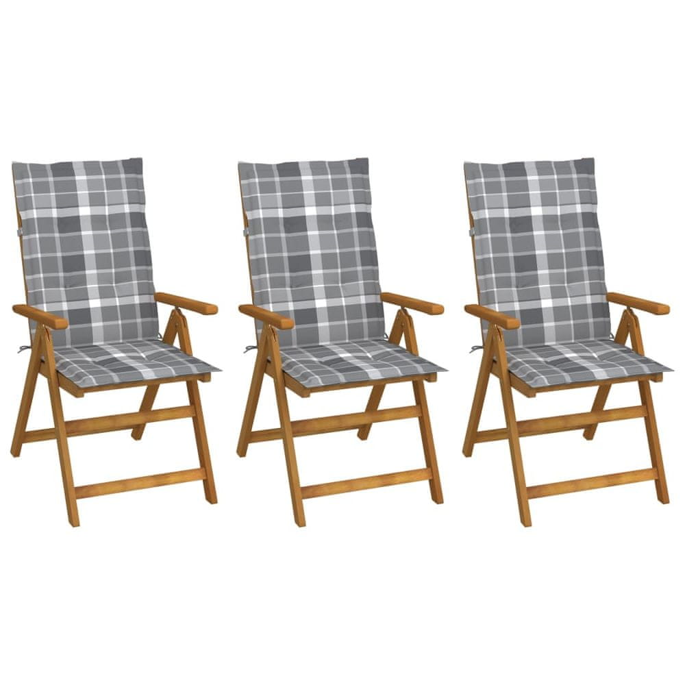 Petromila vidaXL Skladacie záhradné stoličky s podložkami 3 ks akáciový masív