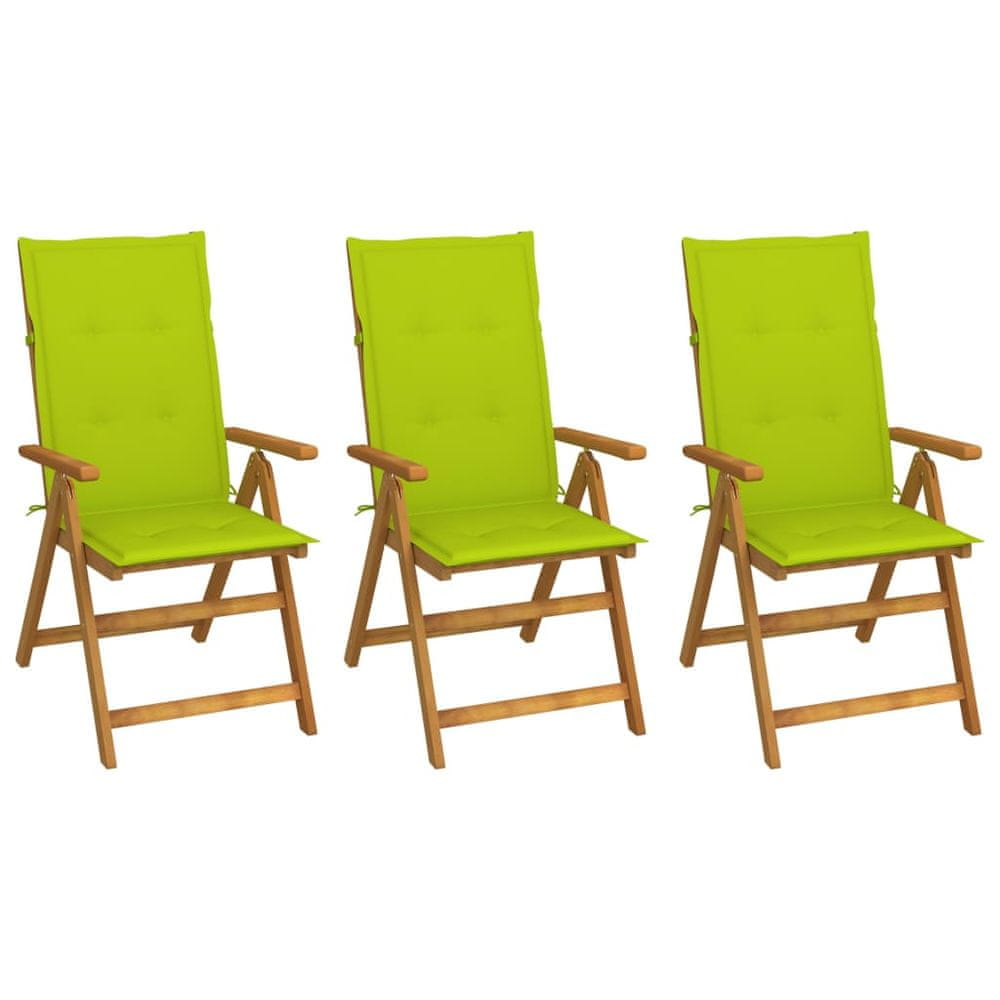 Petromila vidaXL Skladacie záhradné stoličky s podložkami 3 ks akáciový masív