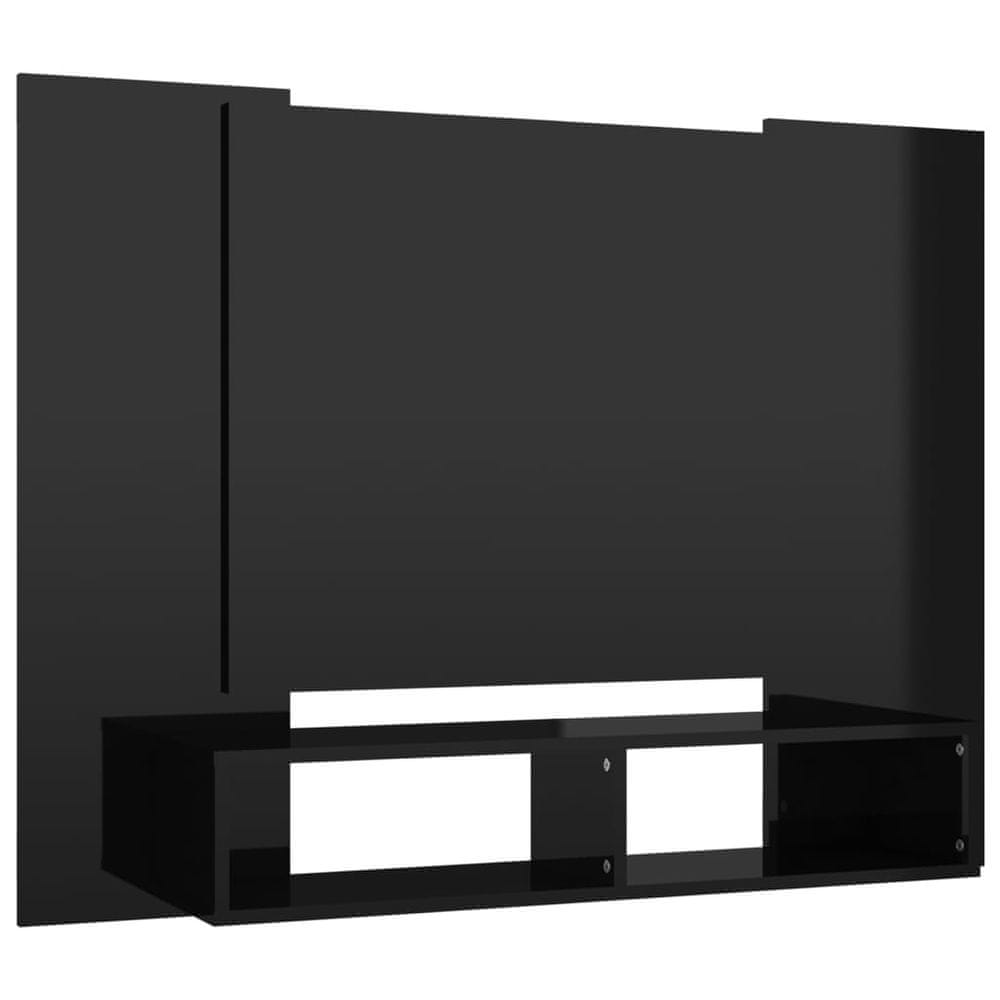 Vidaxl Nástenná TV skrinka lesklá čierna 120x23,5x90 cm drevotrieska